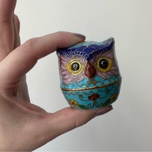 Vintage cloisonné owl trinket box